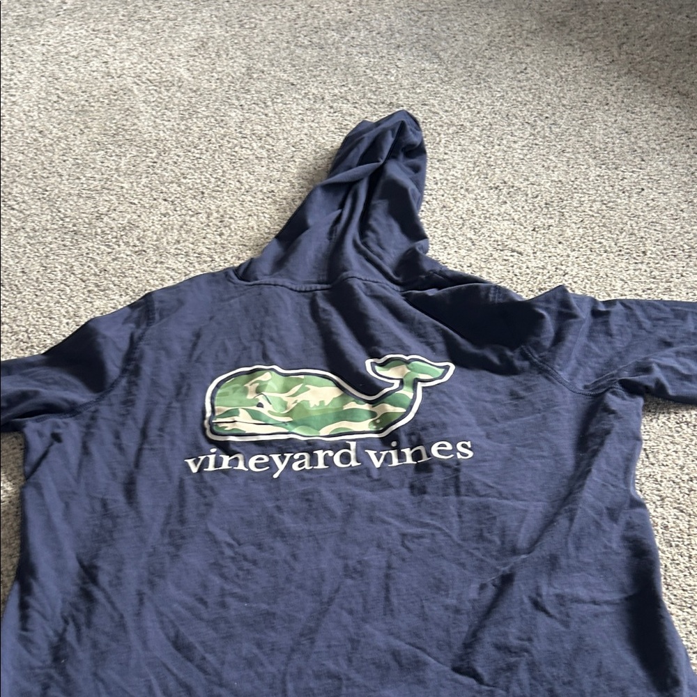 Vineyard Vines Dark Blue Hoodie with Green Logo - Picture 4 of 5